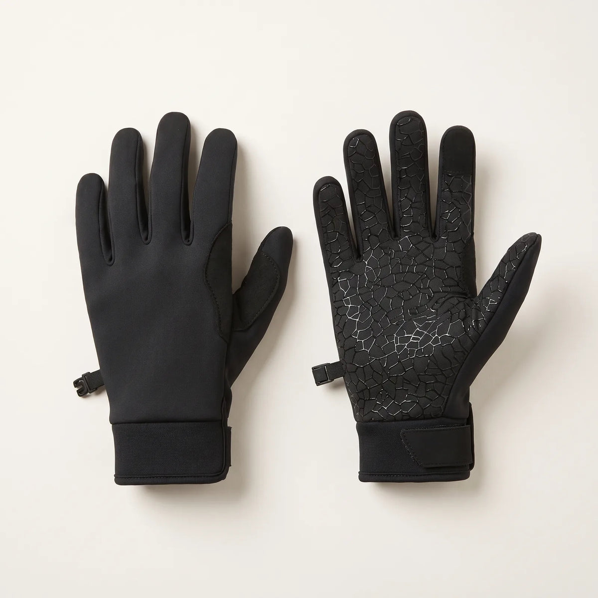 Paar Fahrradhandschuhe von oben, Handrücken und Innenhand nebeneinander
