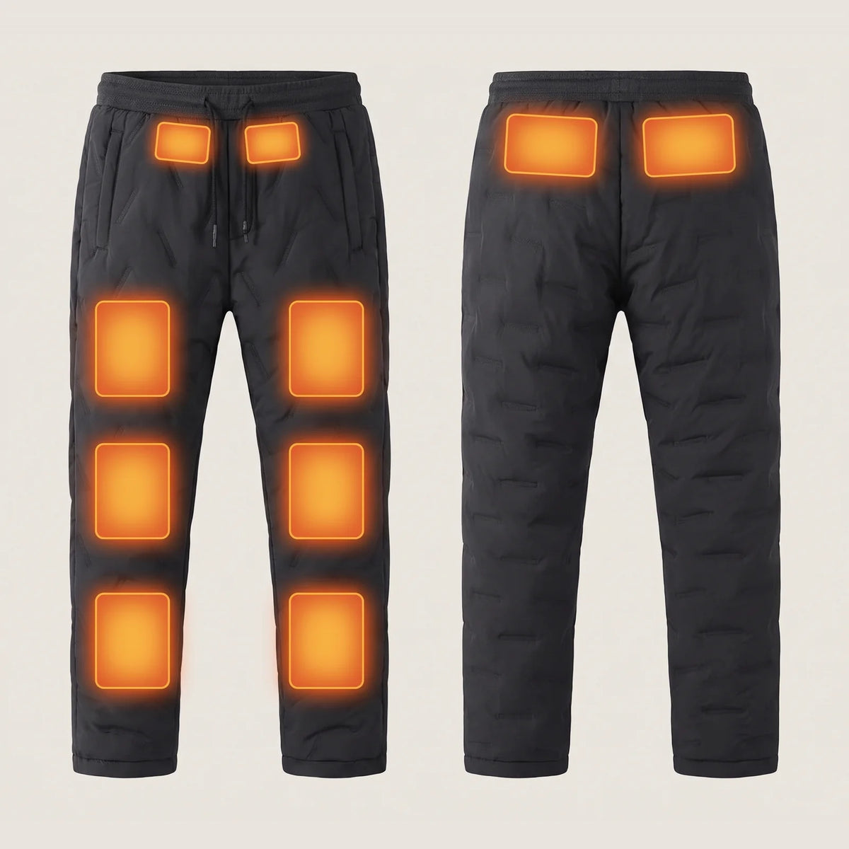 Slope front and back with ten heating panels at belly, thighs, knees, shins and lower back