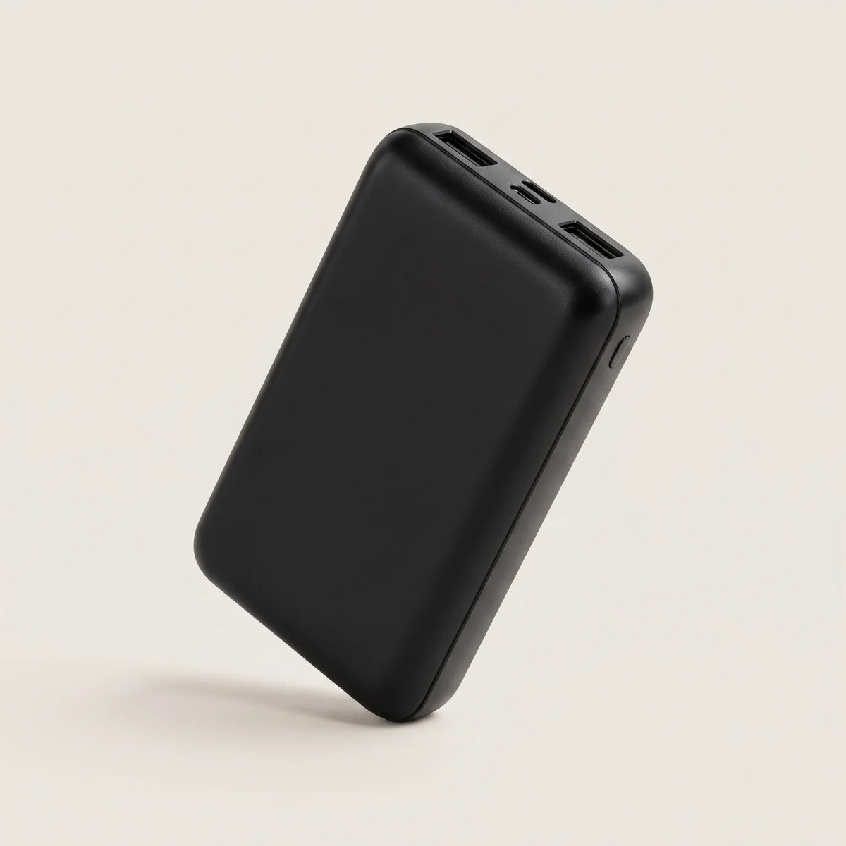 BergHeat 10,000 mAh power bank in black, angled front view