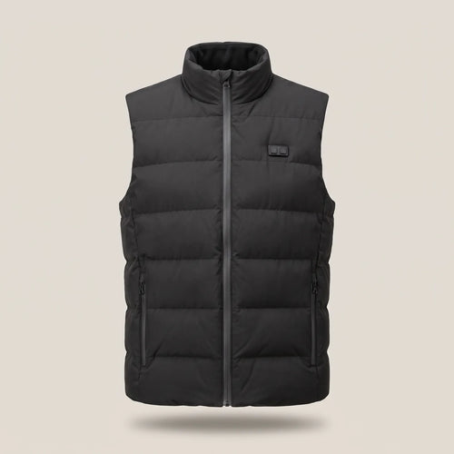 Heated vest 2.0 in black, front view