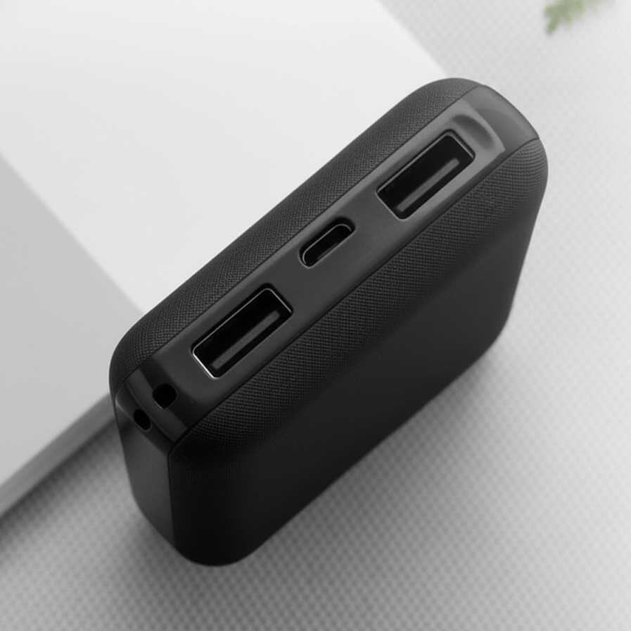 Close-up of the BergHeat power bank ports